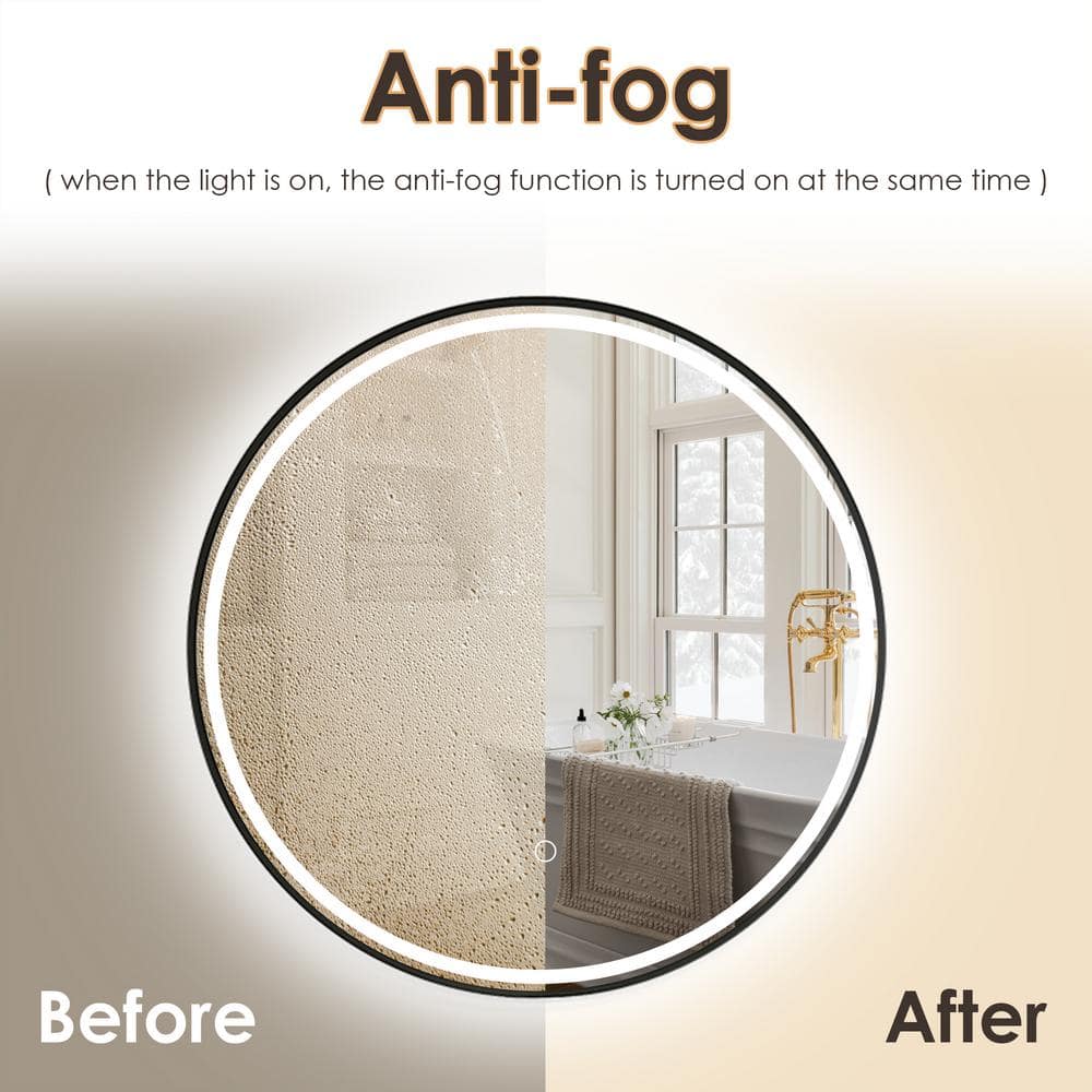 Round Silver and Gold LED Bathroom Vanity Mirror