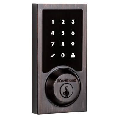 kwikset electronic deadbolt contemporary smartcode single venetian bronze touchscreen smartkey cylinder featuring halifax lever closet hall security door cyl elec
