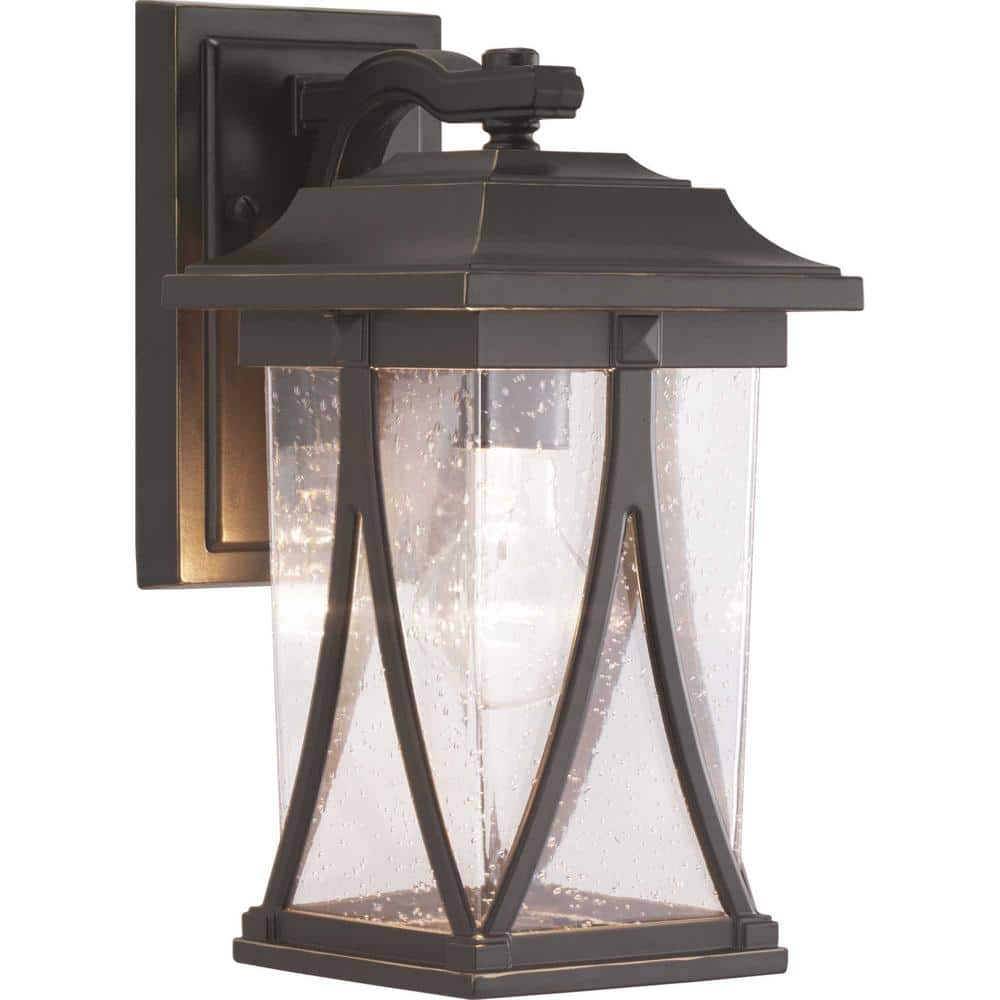 Abbott Collection 1-Light Antique Bronze Clear Seeded Glass Craftsman Outdoor Small Wall Lantern Light price history on PriceWatchPro