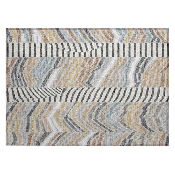 Chantille Machine Washable Indoor/Outdoor Abstract ACN3044 Silver 3 ft. x 4 ft. Area Rug
