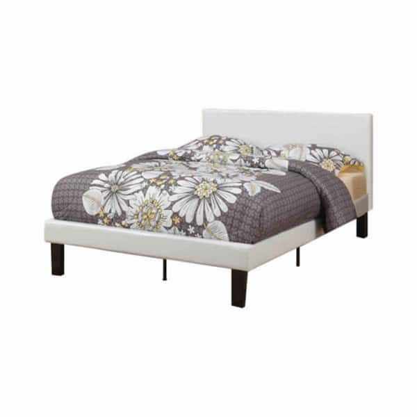 Benjara White Wood Frame Twin Platform Bed with 12 Slats