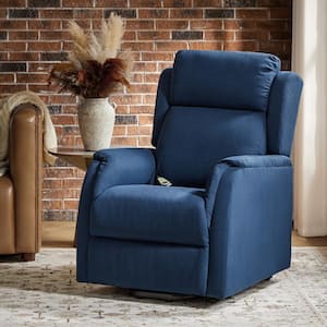 Narciso Navy 28.3 in. W Upholstered Lift Assist Power Recliner with Flared Arms