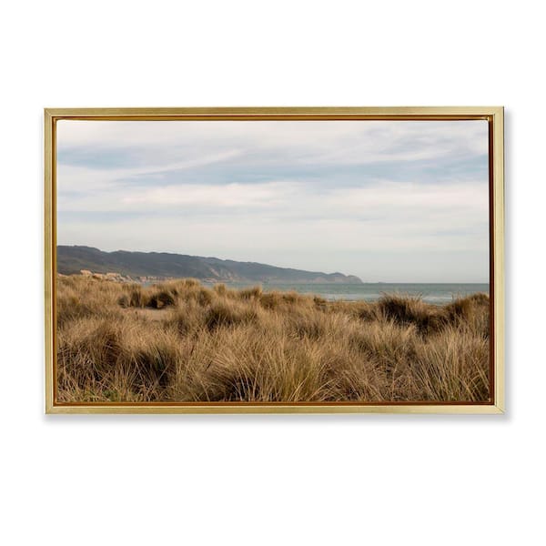 Stupell Industries Windy Grass Dunes View by Crystal Lynn Collins Gold Floater Frame Nature Graphic Art Print 17 in. x 25 in.