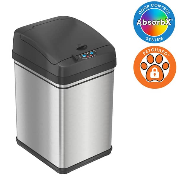 8 Gal. / 30 Liter Stainless Steel Household Metal Trash Can with Sensor Lid and Odor Filter