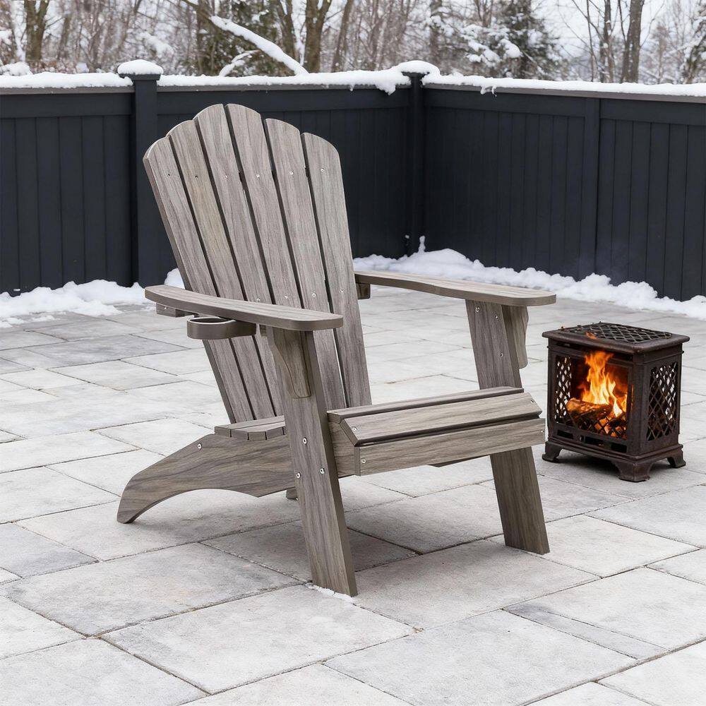 Light Gray Oversized Adirondack Chair Fire Pit Chair with Cup Holder price history on PriceWatchPro