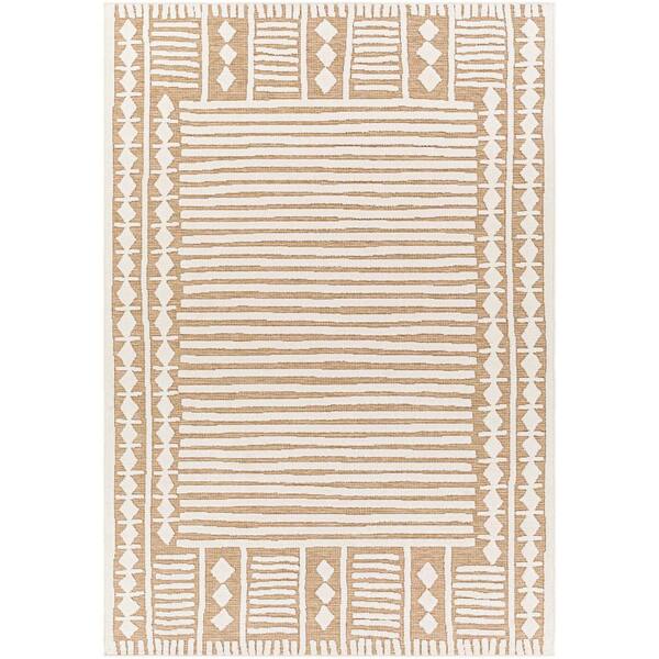 Livabliss Sabrina Tan/Ivory Tribal 8 ft. x 10  ft. Indoor/Outdoor Area Rug