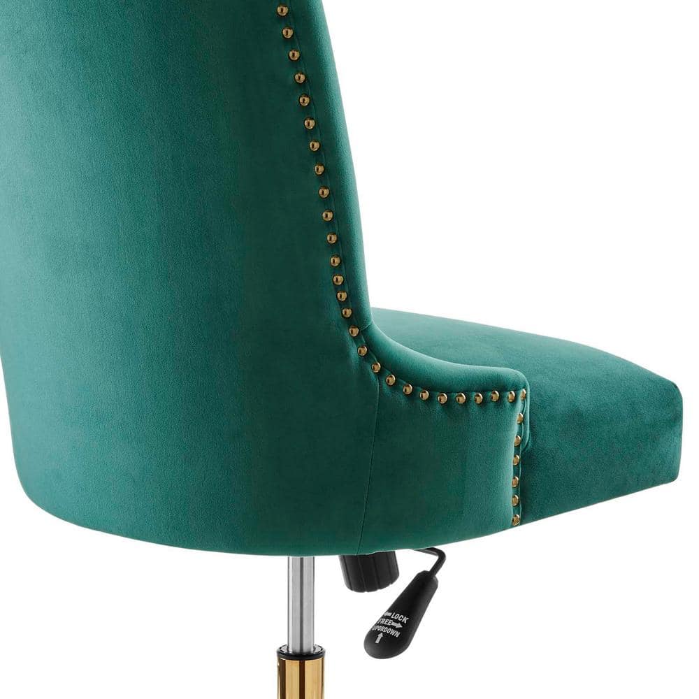Gold Teal Velvet Swivel Office Chair with Gold Metal Base