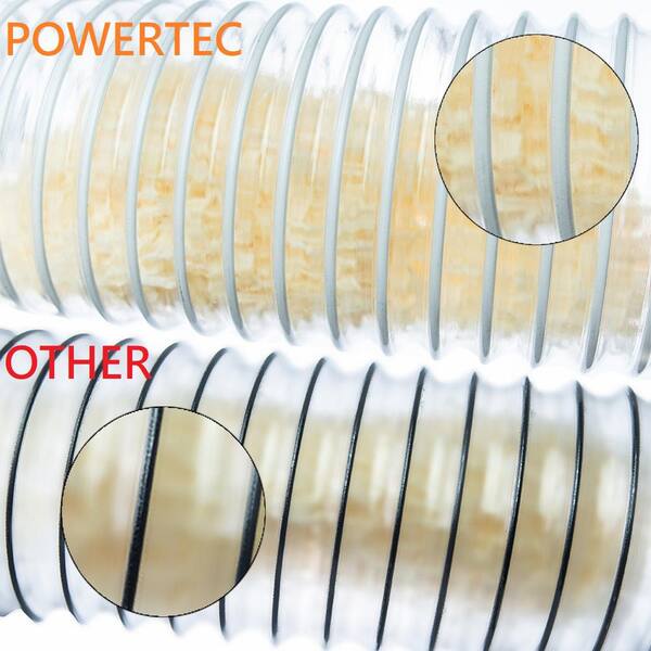Flexible Clear Vue 2-1/2" x 10' POWERTEC 70129 PVC Dust Collection Hose 