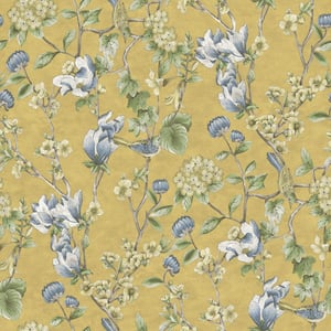 Floral Bird Trail Yellow Non-Pasted Wallpaper (Covers 56 sq. ft.)
