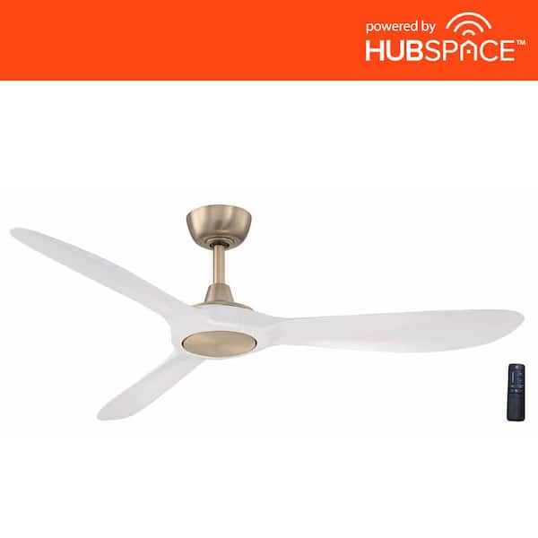 Home Decorators Collection Tager 52 in. Indoor/Outdoor Smart Brushed Gold Ceiling Fan with Remote Included Powered by Hubspace