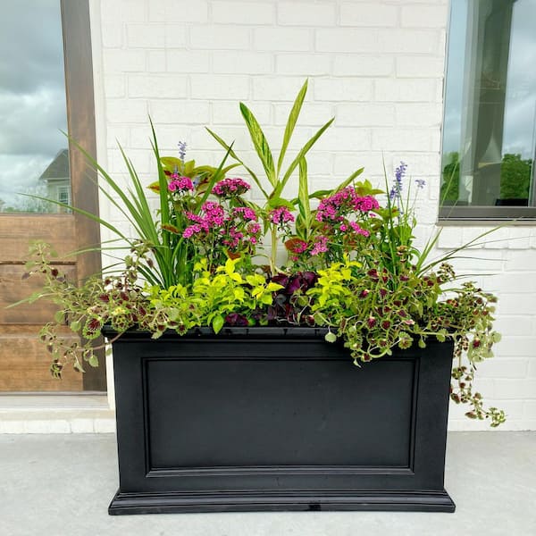 Fairfield 20 in. x 36 in. Self-Watering Black Polyethylene Planter