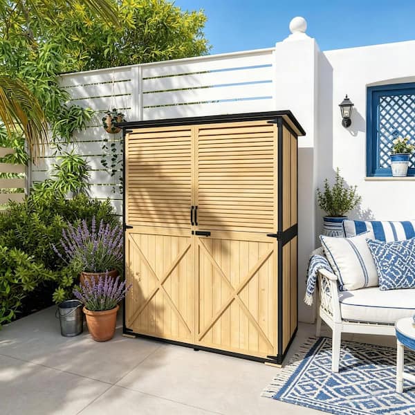 55.1 in. W x 29.1 in. D x 68.9 in. H Wood Outdoor Storage Cabinet
