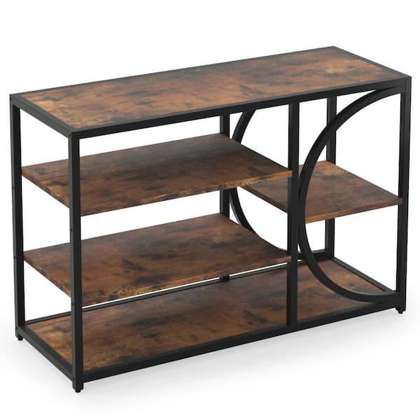 BYBLIGHT Turrella 40 In. Brown 29 In. Rectangle Wood Console Table with 5-Tier Storage Shelves