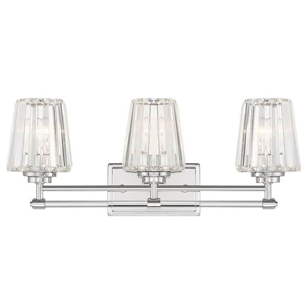Savoy House Garnet 24 in. 3-Light Polished Nickel Vanity Light with Crystal Shades