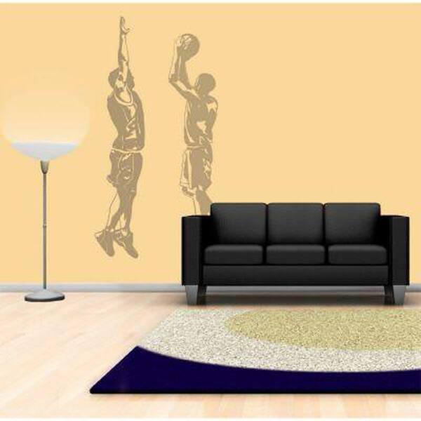 Sudden Shadows 121 in. x 39 in. Action Basketball 2-Piece Wall Decal