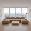 Homy Casa SMZO 152.7 in. Modular Corduroy Sectional Sofa with Ergonomic Curved Armrests, Adjustable Backrest, in. Camel Brown SMZO-FTI-BR