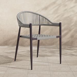 Decolina Dark Brown Aluminum Outdoor Dining Chair in Gray