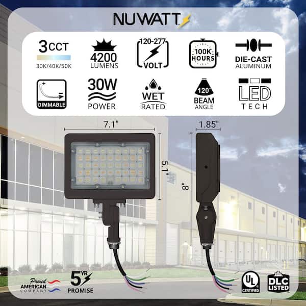 30-Watt 4200 Lumens Bronze Outdoor Integrated LED Flood Light 1/2" Adjustable Knuckle Mount Security Light, 3CCT (2-PK)