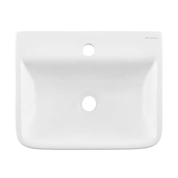 Swiss Madison St. Tropez White Ceramic Wall-mount Rectangular Modern Bathroom  Sink (23.62-in x 16.54-in) at