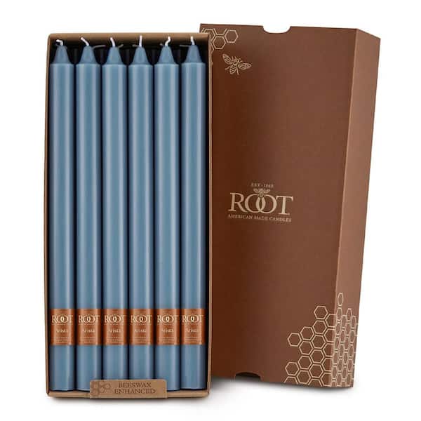 ROOT CANDLES Smooth Arista 12 in. Williamsburg Blue Unscented Taper Candle (Box of 12)