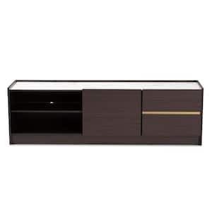 Walker 63 in. Dark Brown and Faux Marble TV Stand Fits TV's up to 70 in.
