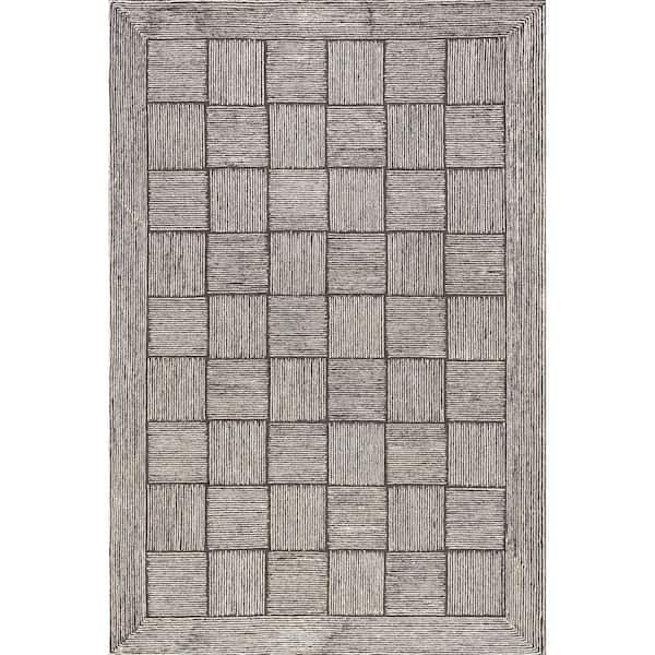 Milo Tiled Wool Dark Brown 9 ft. x 12 ft. Patio Rug