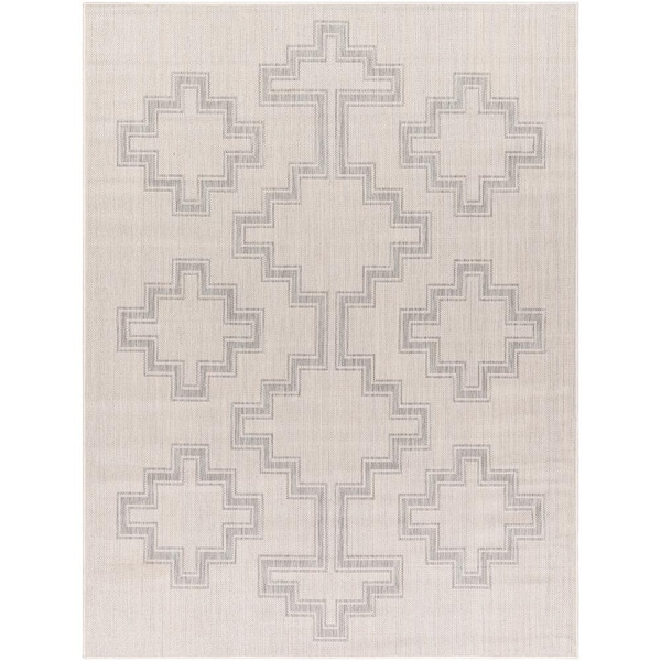Livabliss Long Beach Gray/Light Gray Tribal 8 ft. x 10 ft. Indoor/Outdoor Area Rug