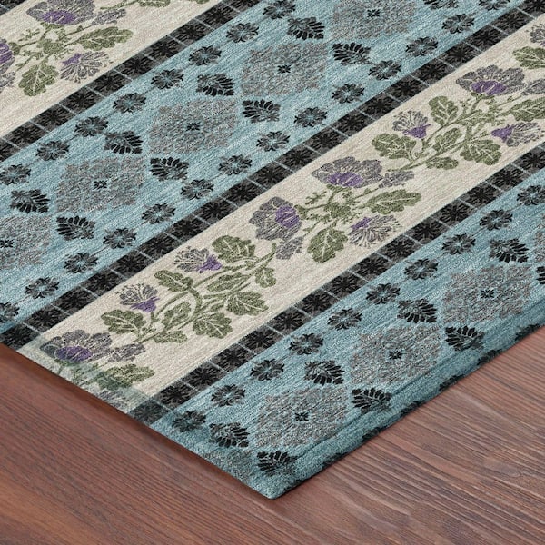 Chantille Machine Washable Indoor/Outdoor Abstract ACN2465 Aqua 5 ft. x 7 ft. 6 in. Area Rug