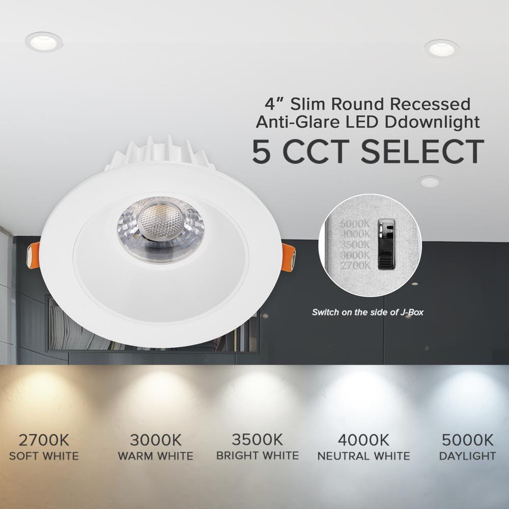 4-Inch White Aluminum LED Recessed Downlight with Junction Box
