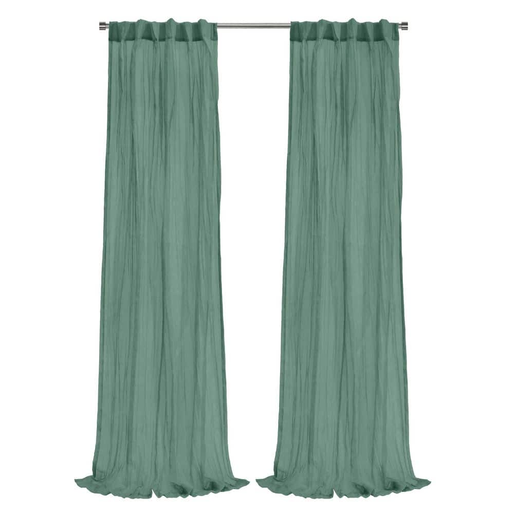 Paloma Sage Polyester Broomstick Crushed 52 in. W x 95 in. L Dual Header Indoor Sheer Curtain (Single Panel) price history on PriceWatchPro