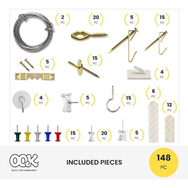 OOK Picture Hangers, Traditional Picture Hanger Kit, Brass Picture