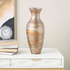 Brown Antique Inspired Pot Bamboo Wood Decorative Vase