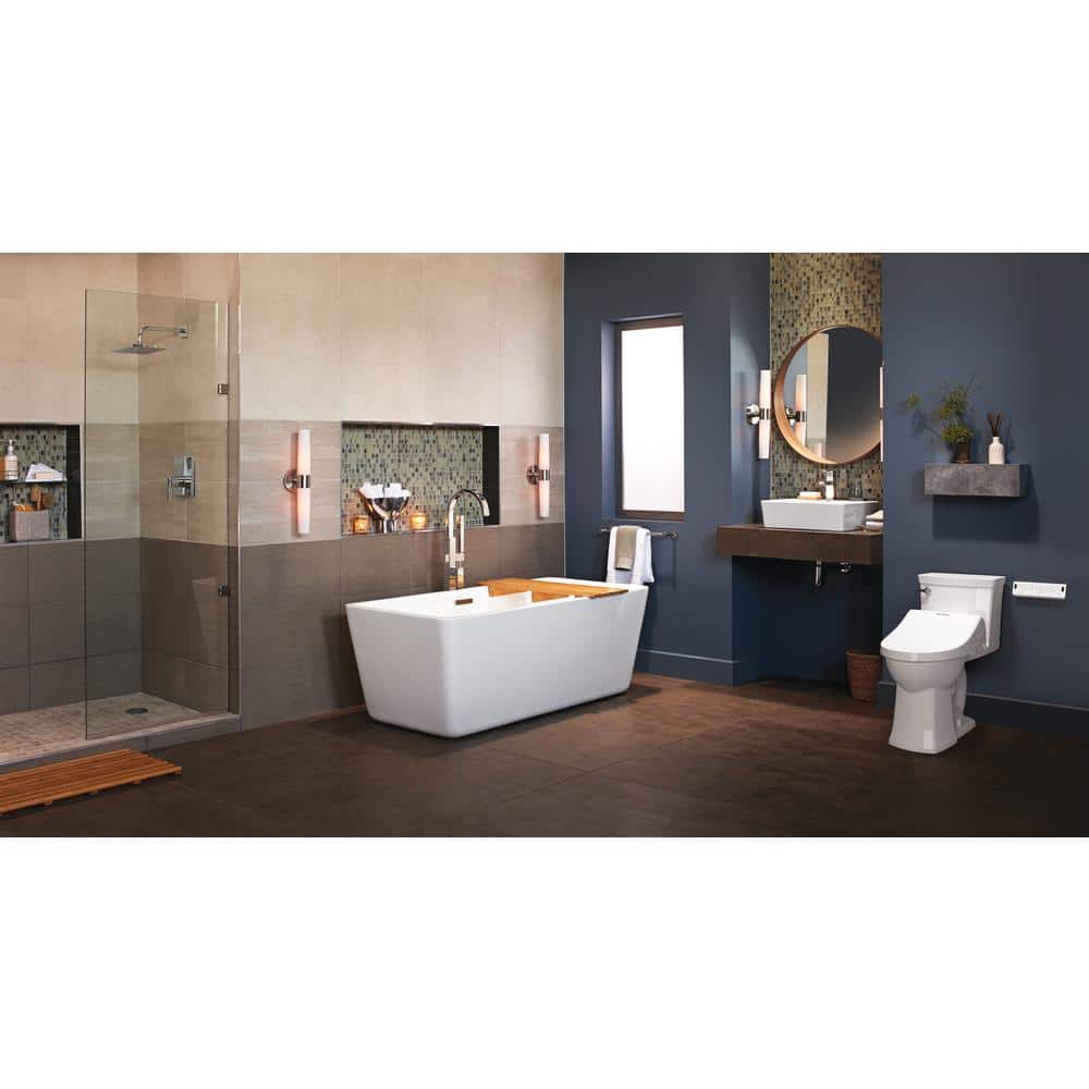 White Elongated Bidet Toilet Seat with Side Panel