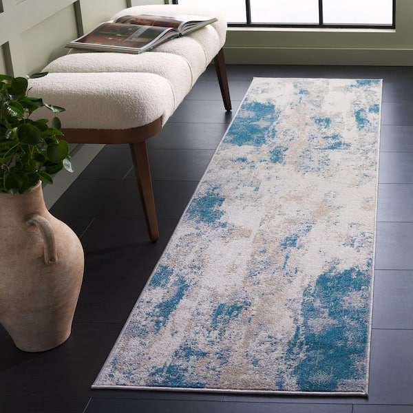 Bayside 2 ft. x 8 ft. Blue/Gray Rustic Marble Runner Rug