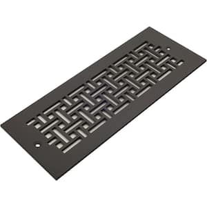 Basketweave Series 12 in. x 4 in. Oil Rubbed Bronze Steel Vent Cover Grille with Mounting Holes