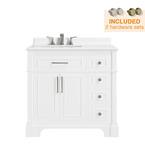 Melpark 36 in. W x 22 in. D Bath Vanity in White with Cultured Marble Vanity Top in White with White Sink