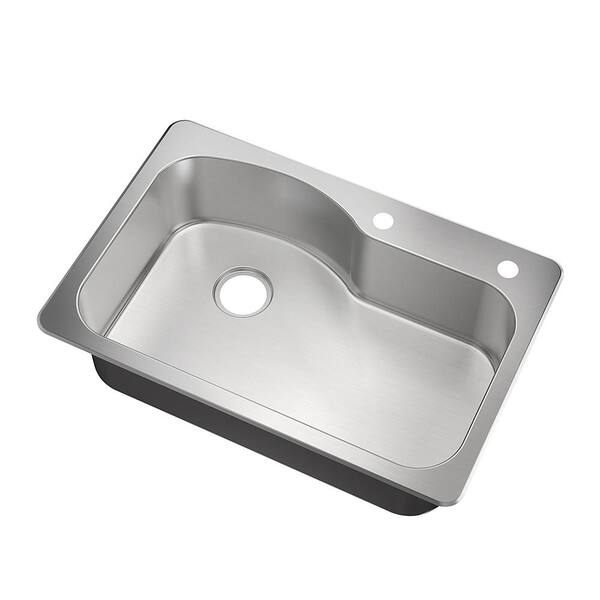 Dual Mount 18-Gauge Stainless Steel 33 in. 2-Hole Euro Style Single Bowl Kitchen Sink with Grid and Drain Assembly Dual Mount 18-Gauge Stainless Steel 33 in. 2-Hole Euro Style Single Bowl Kitchen Sink with Grid and Drain Assembly