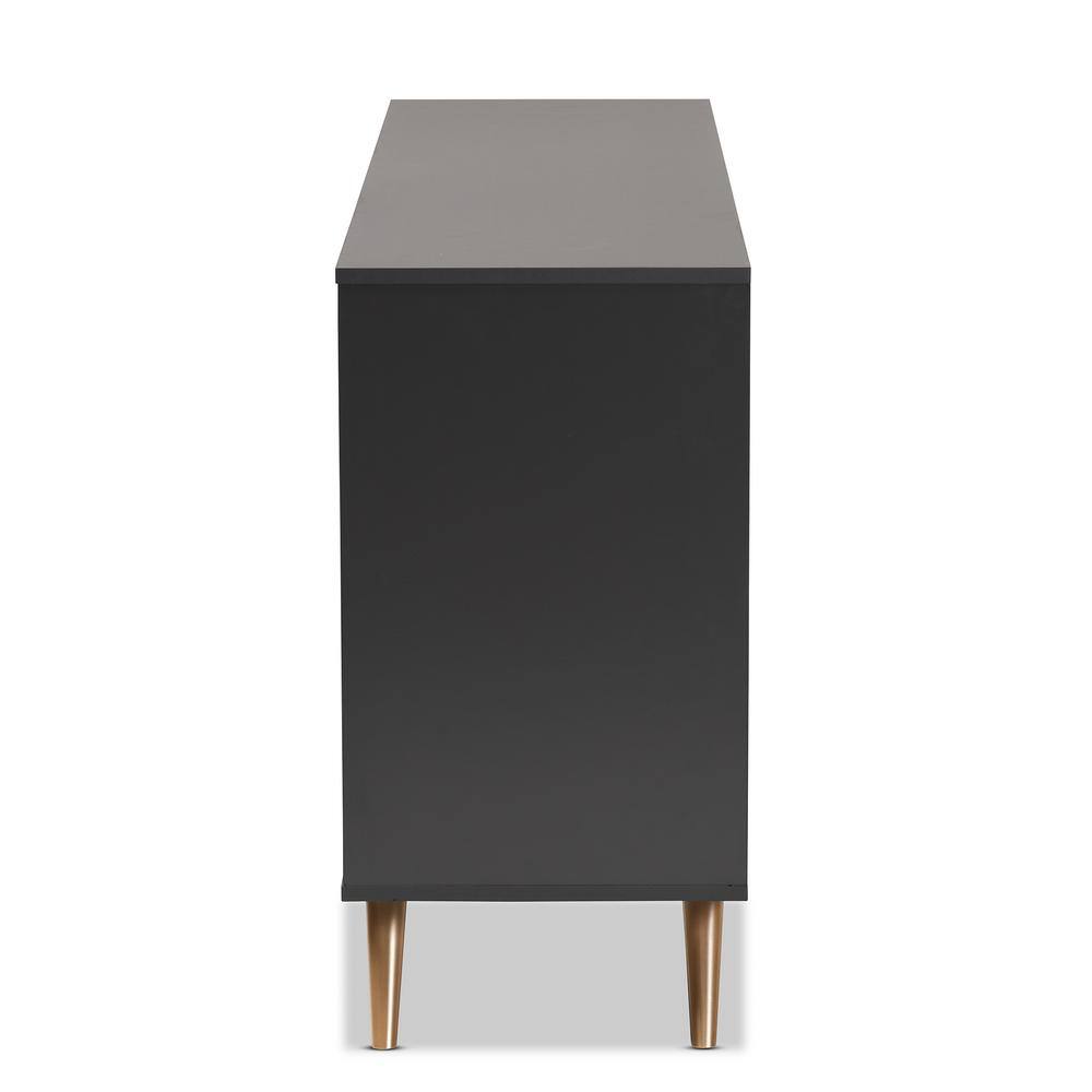 Kelson Dark Gray and Gold 6-Drawer Wood Dresser