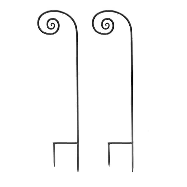 ACHLA DESIGNS 4 in. x 10 in. Fiddlehead Poles, Pack of 2, Wrought Iron with Graphite Powdercoat Finish