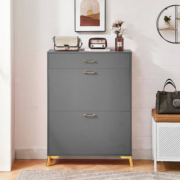 31.5 in. W x 9.4 in. D x 42.9 in. H Gray Wood Linen Cabinet
