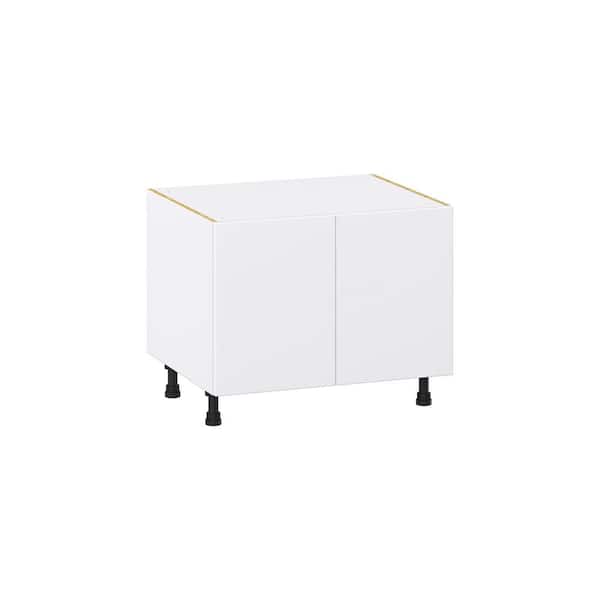 J COLLECTION Timberline 30 in. W x 24 in. D x 34.5 in. H Assembled Slab Apron Front Sink Base Kitchen Cabinet in Bright White