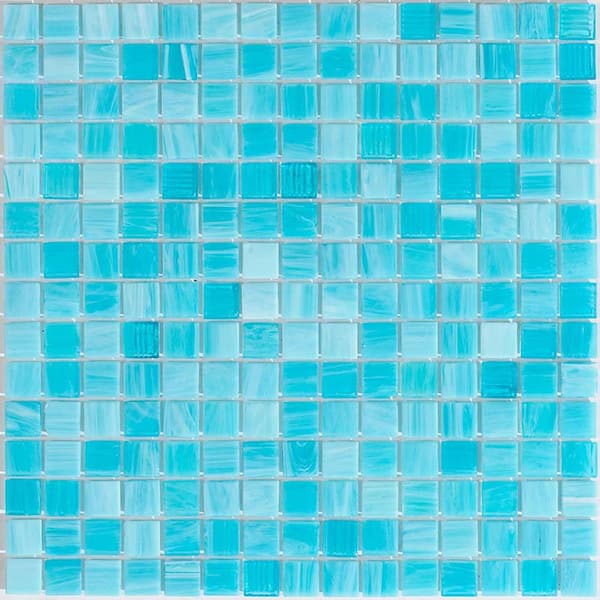 Apollo Tile Celestial 4" x 6" Glossy Cyan Blue Glass Mosaic Uniform square Wall and Floor Sample Tile 0.13 sq. ft./Piece (1-Pack)