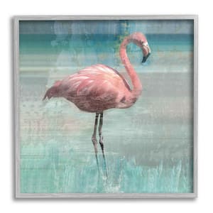 Layered Flamingo Bird Portrait Design By Nan Framed Animal Art Print 17 in. x 17 in.