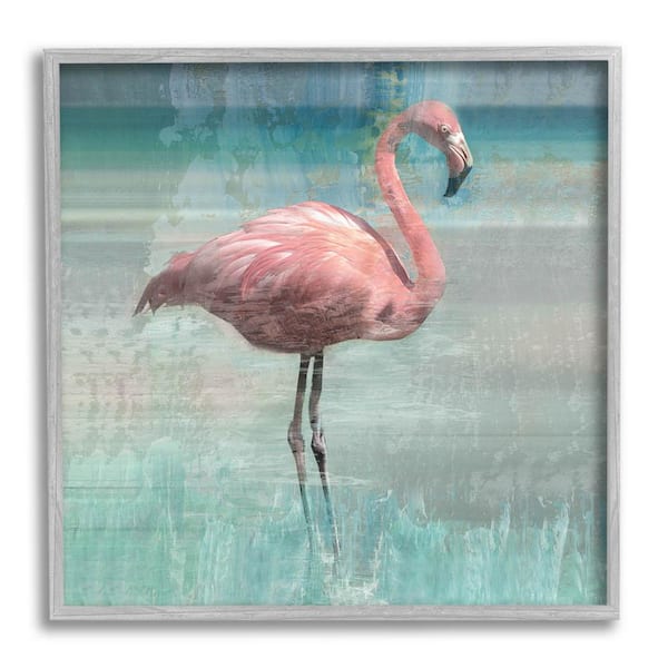 The Stupell Home Decor Collection Layered Flamingo Bird Portrait Design by Nan Framed Animal Art Print 17 in. x 17 in.