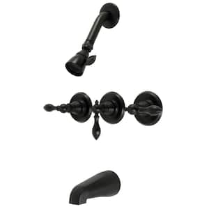 American Triple Handle 1-Spray Tub and Shower Faucet 2 GPM with Corrosion Resistant in. Matte Black