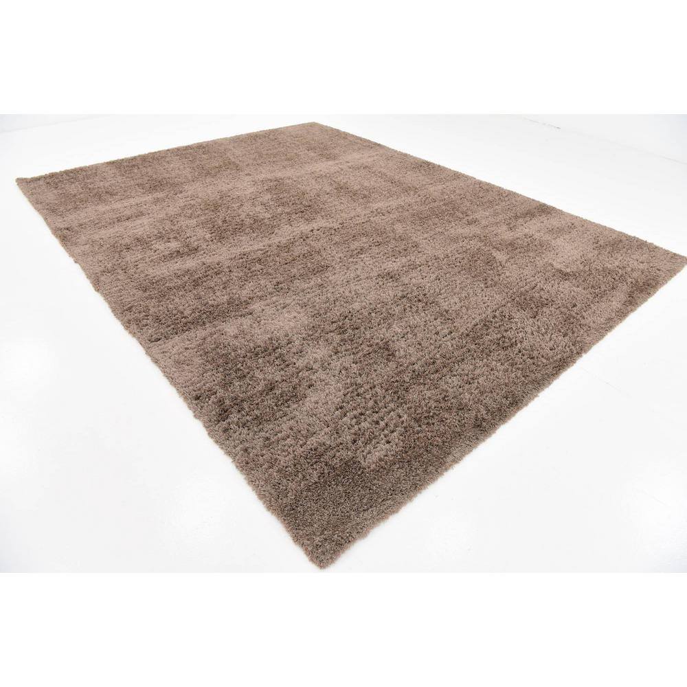 Brown Plush Shag Area Rug 9' x 12' Rectangle
