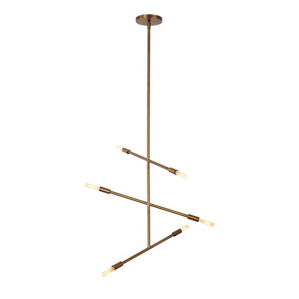 Generation Lighting Line Wave 6-Light Aged Brass Chandelier