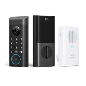 E330 Black Video Smart Lock WiFi 3-in-1 Camera, Doorbell, and Fingerprint Keyless Entry Door Lock with Built-In Chime