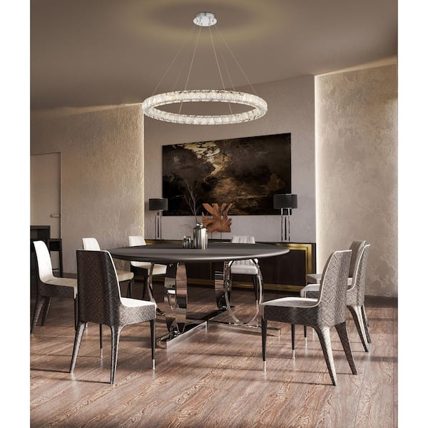 Asher 50-Watt 1-Light Polished Nickel Traditional Integrated LED Pendant Light with K9 Crystal