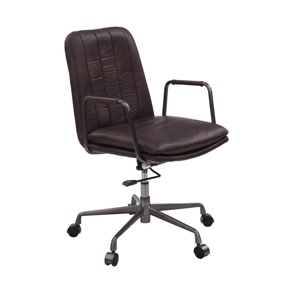 High-Back Mars Leather Executive Swivel Office Chair with Metal Accents
